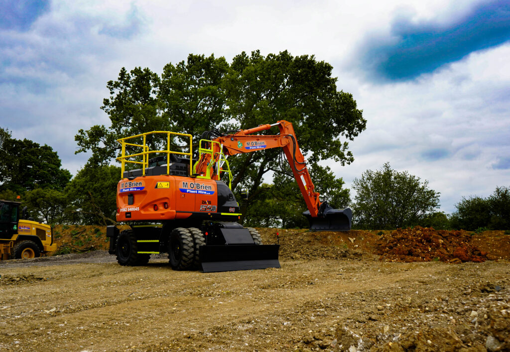 Reduced swing wheeled excavator from M O'Brien Plant Hire